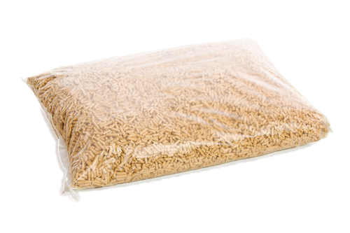 Holzpellets im Plastiksack