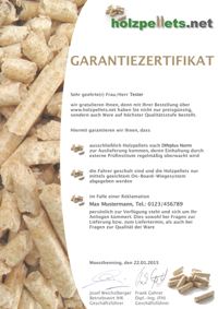 Pellet Qualitätszertifikat